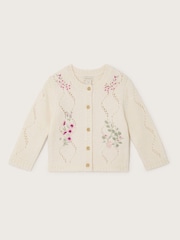 Monsoon Natural Baby Floral Print Embroidered Knit Cardigan - Image 1 of 3