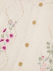 Monsoon Natural Baby Floral Print Embroidered Knit Cardigan - Image 3 of 3