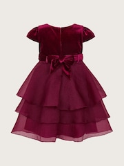 Monsoon Red Baby Mabel Embroidered Velvet Dress - Image 2 of 3