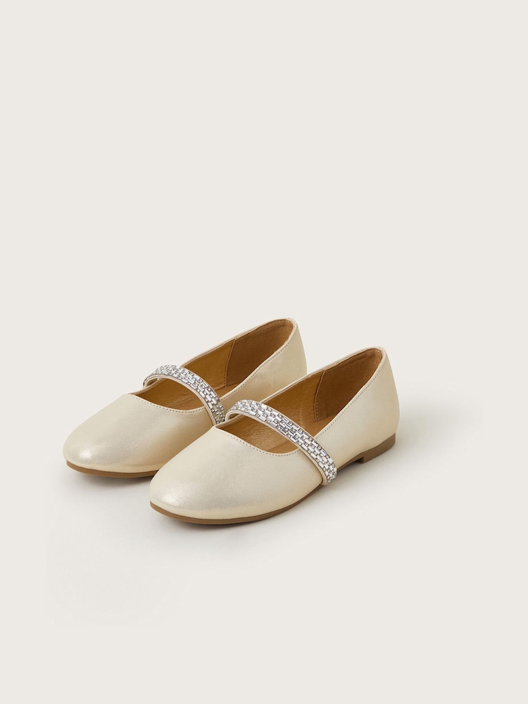 Monsoon Gold Bling Strap Ballet Flats - Image 1 of 3