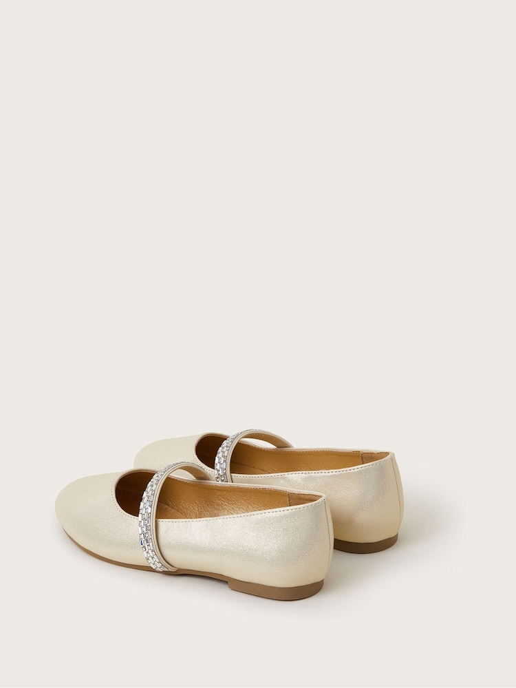 Monsoon Gold Bling Strap Ballet Flats - Image 3 of 3