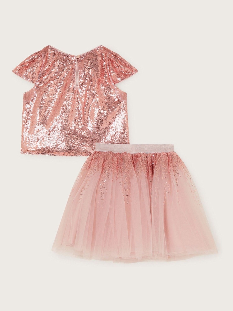 Monsoon Pink Sequin Top And Tutu Skirt Set - Image 2 of 3