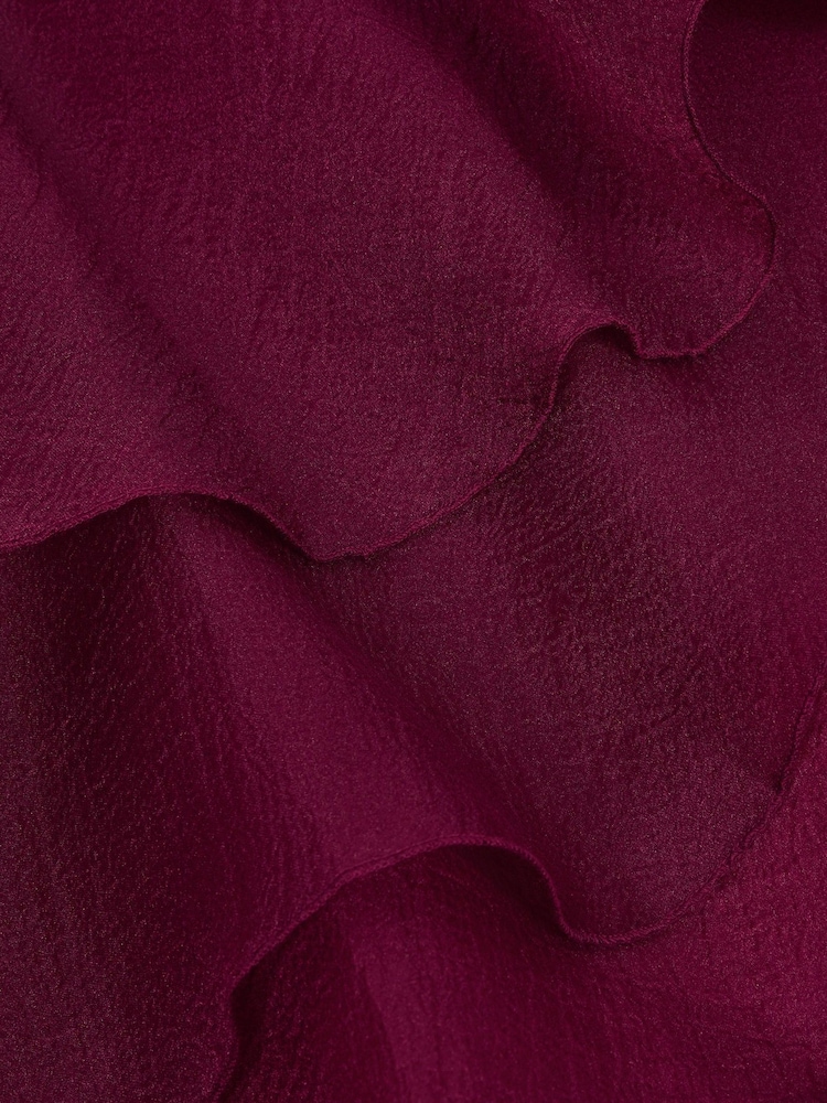 Monsoon Red Mabel Embroidered Velvet Ruffle Dress - Image 3 of 3