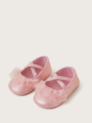 Monsoon Pink Baby Ruffle Flats and Bow Headband Set - Image 2 of 3