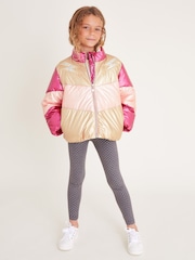Monsoon Pink Colourblock Metallic Puffer Jacket - Image 1 of 4