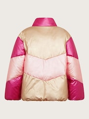 Monsoon Pink Colourblock Metallic Puffer Jacket - Image 3 of 4