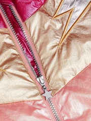 Monsoon Pink Colourblock Metallic Puffer Jacket - Image 4 of 4