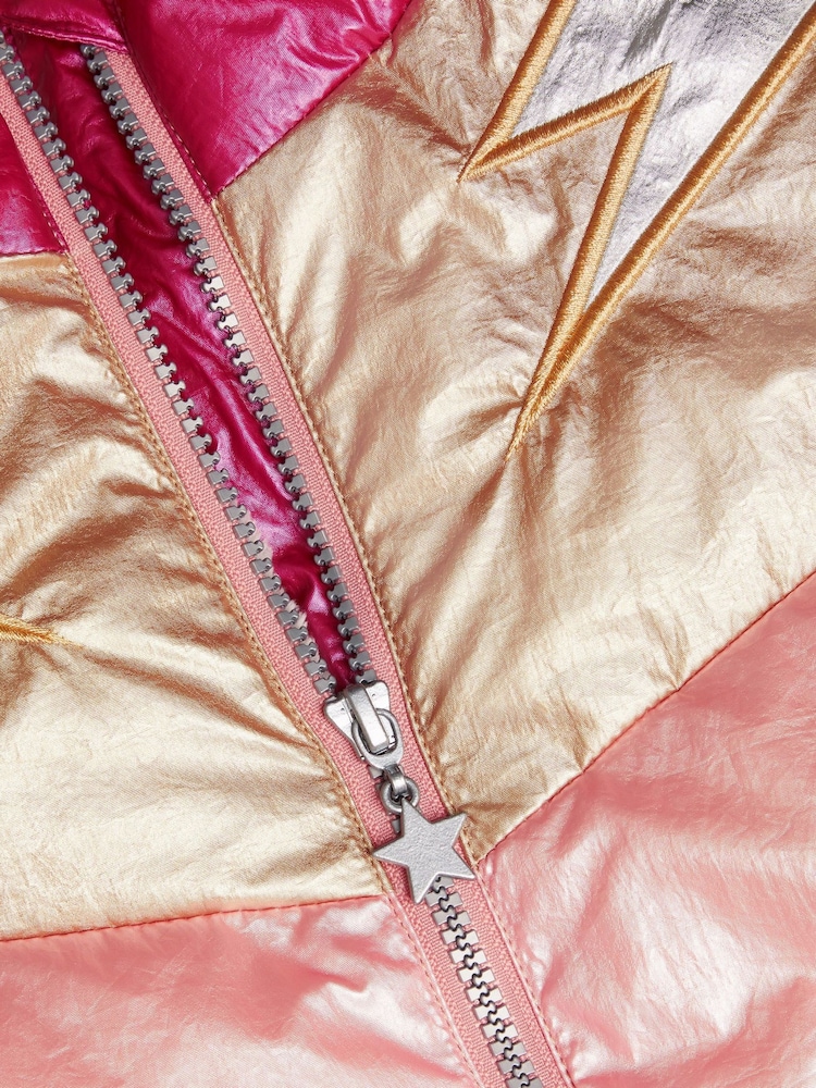 Monsoon Pink Colourblock Metallic Puffer Jacket - Image 4 of 4