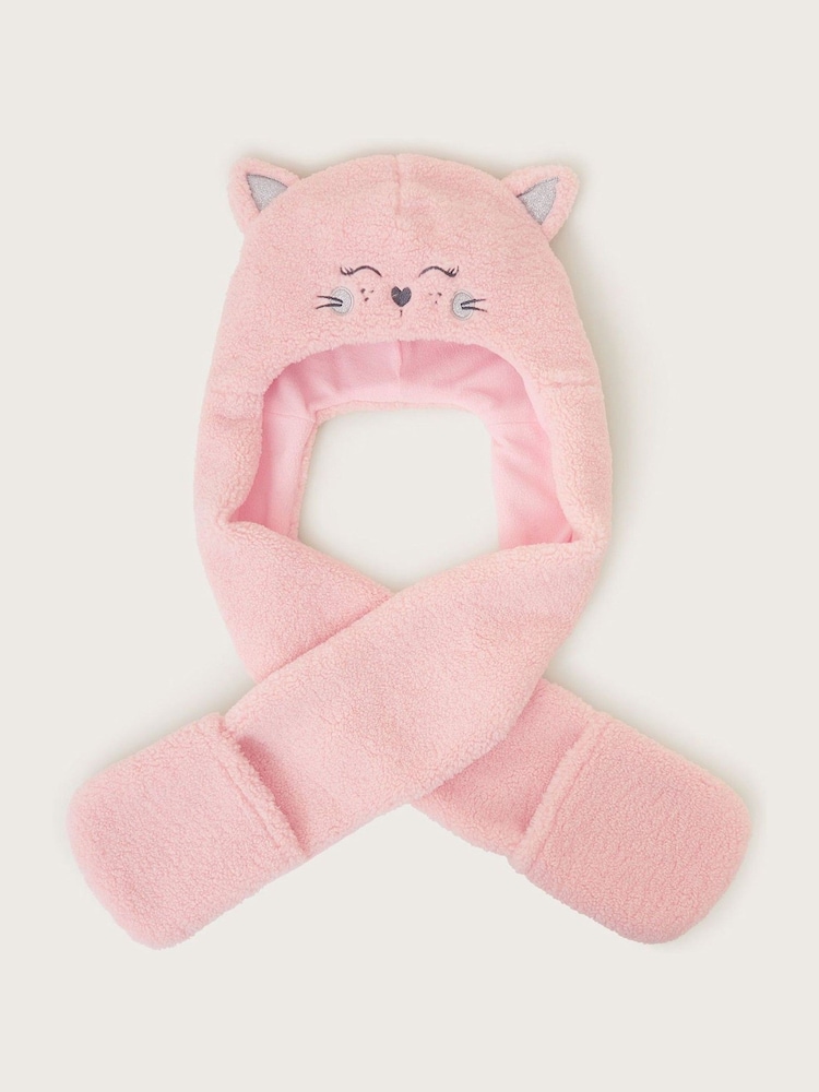 Monsoon Pink Pink Winter Fleece Cat Hat Scarf - Image 1 of 2