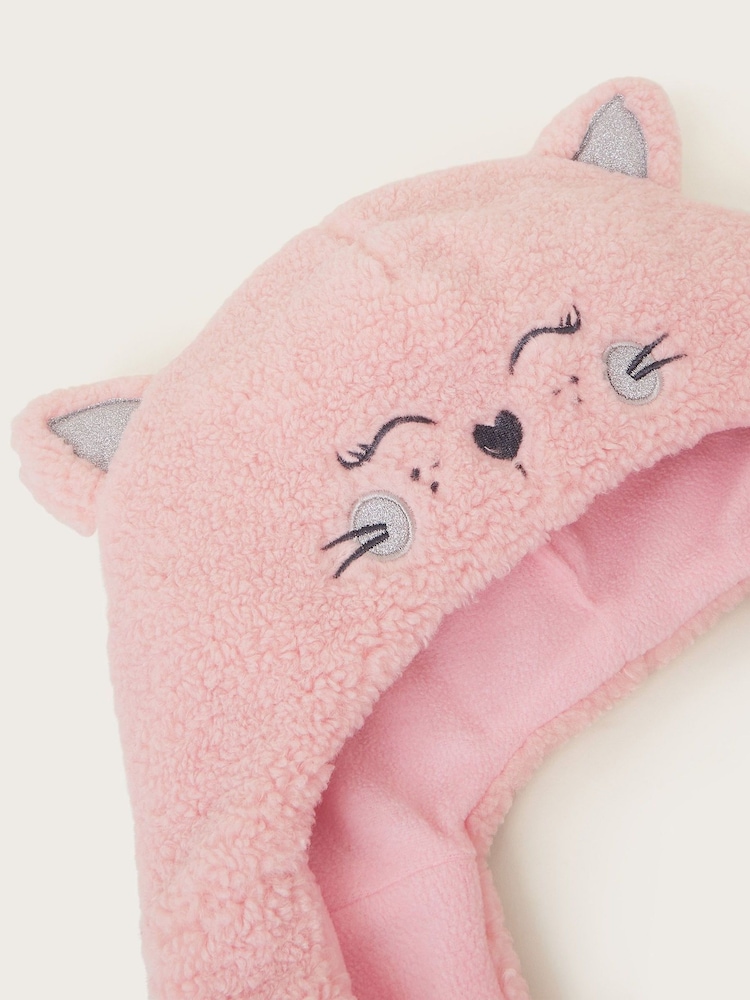Monsoon Pink Pink Winter Fleece Cat Hat Scarf - Image 2 of 2