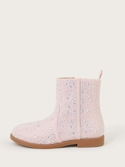Monsoon Pink Sparkle Diamante Ankle Boots - Image 2 of 3