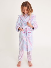 Monsoon Pink Fleece Marble Star Print Dressing Gown - Image 1 of 4