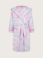 Monsoon Pink Fleece Marble Star Print Dressing Gown - Image 2 of 4