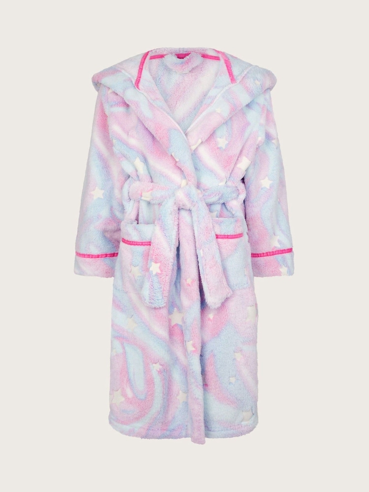 Monsoon Pink Fleece Marble Star Print Dressing Gown - Image 2 of 4