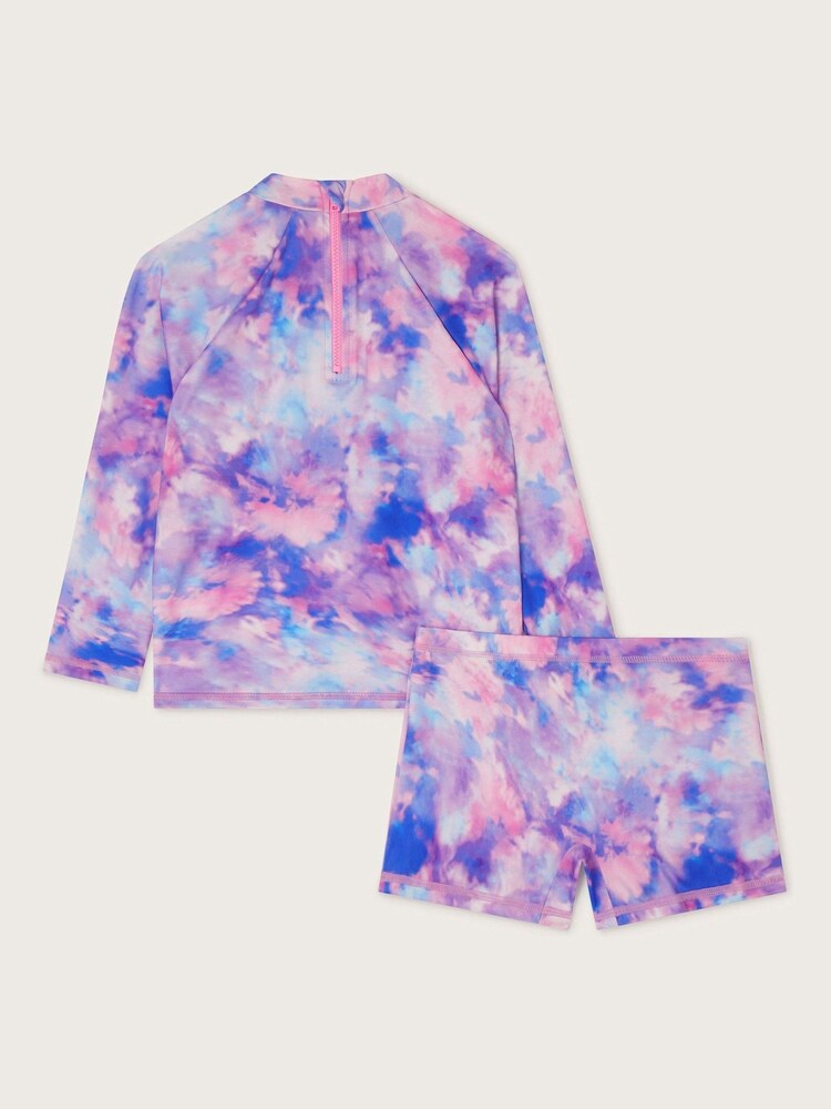 Monsoon Purple Tie Dye UPF 50+ Rash Top And Shorts Set - Image 2 of 3