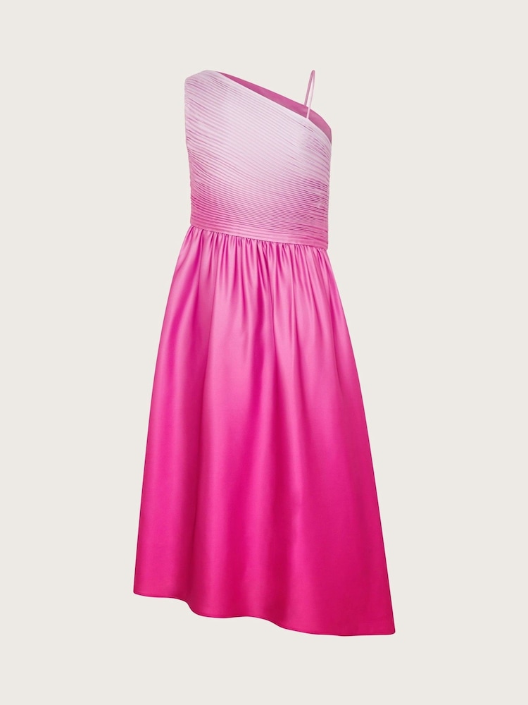 Monsoon Pink Pleated Ombre Satin Dress - Image 2 of 3