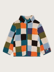 Monsoon Клетчатый принт Zip Fleece куртка - Изображение 1 из 3