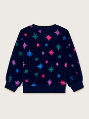 Monsoon Blue Star Print Velour Long Sleeve Top - Image 2 of 3