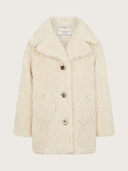 Monsoon Cream Heart Pocket Borg Coat - Image 4 of 6