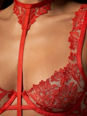 Bluebella Red Samara Plunge Underwired Sheer Embroidered Lace Bra - Image 4 of 8