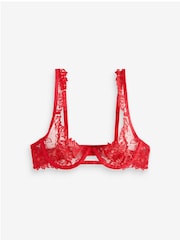Bluebella Red Samara Plunge Underwired Sheer Embroidered Lace Bra - Image 8 of 8