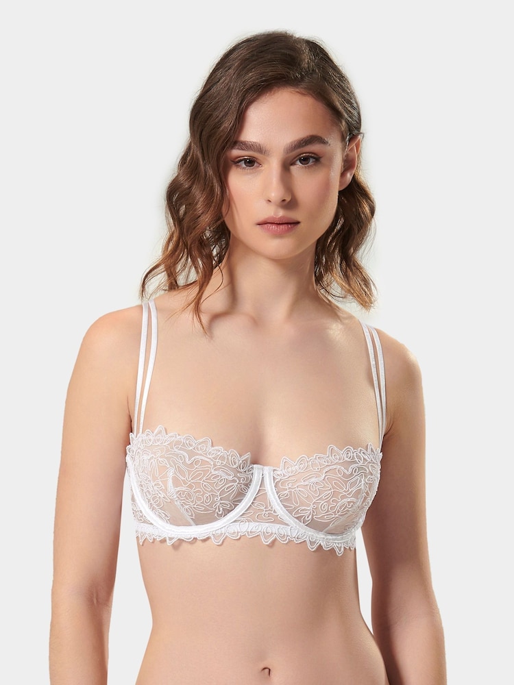Bluebella Audrey Balcony Underwired Mesh and Embroidered Detail Bra - Image 1 of 7