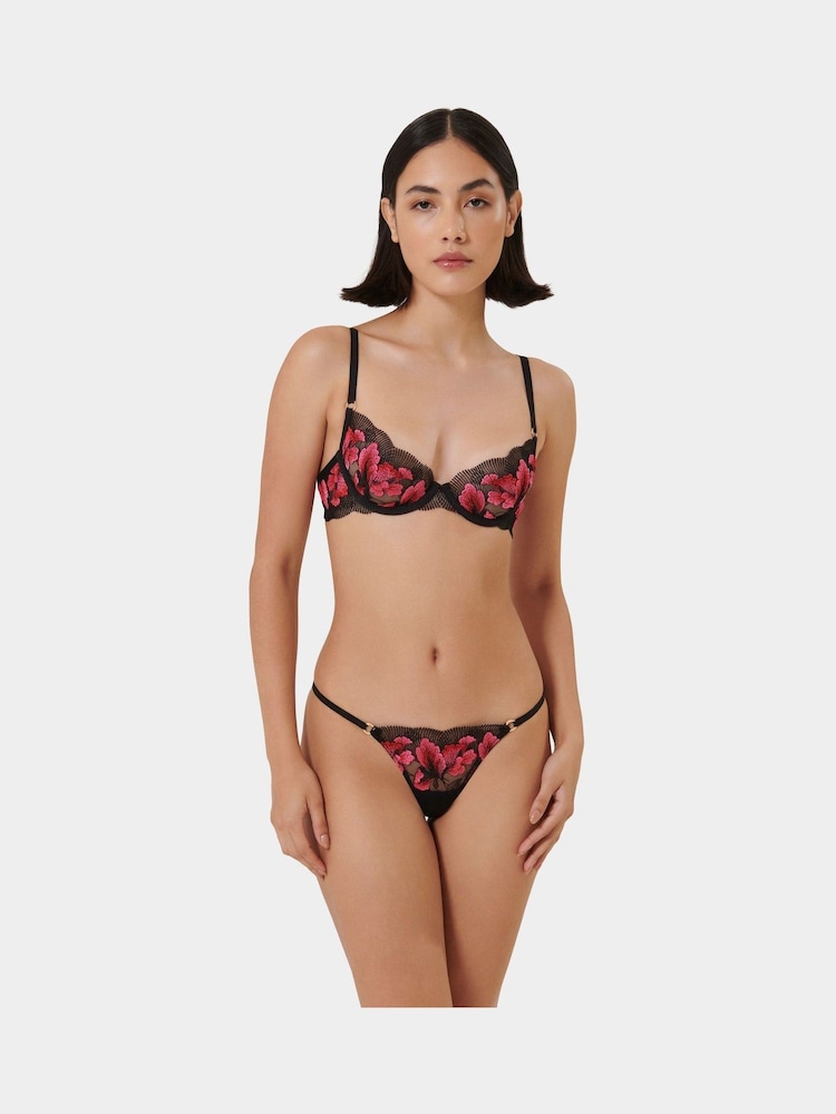 Bluebella Pink Vivienne Plunge Underwired Two-Tone Floral Embroidery Bra - Image 2 of 6