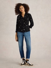 White Stuff Black 100% Cotton Annie Embroidered Shirt - Image 1 of 6