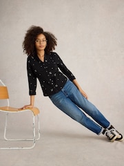 White Stuff Black 100% Cotton Annie Embroidered Shirt - Image 3 of 6