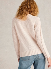 White Stuff Natural Patchwork Cable Jumper - Image 2 of 6