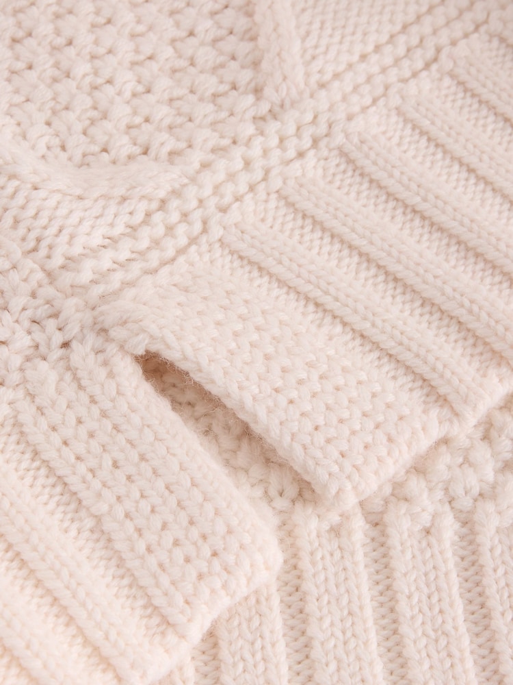 White Stuff Natural Patchwork Cable Jumper - Image 6 of 6