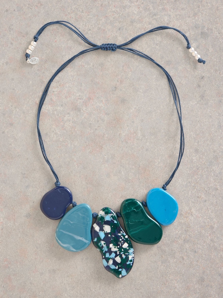 White Stuff Blue Abstract Resin Necklace - Image 1 of 2