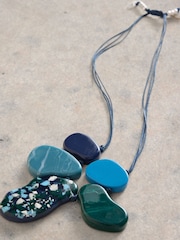 White Stuff Blue Abstract Resin Necklace - Image 2 of 2