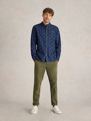 White Stuff Blue 100% Organic Cotton Denim Dobby Shirt - Image 1 of 6