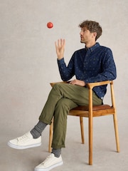White Stuff Blue 100% Organic Cotton Denim Dobby Shirt - Image 2 of 6