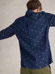 White Stuff Blue 100% Organic Cotton Denim Dobby Shirt - Image 4 of 6