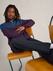 White Stuff Purple Newport Merino Jacquard Funnel Jumper - Image 1 of 1