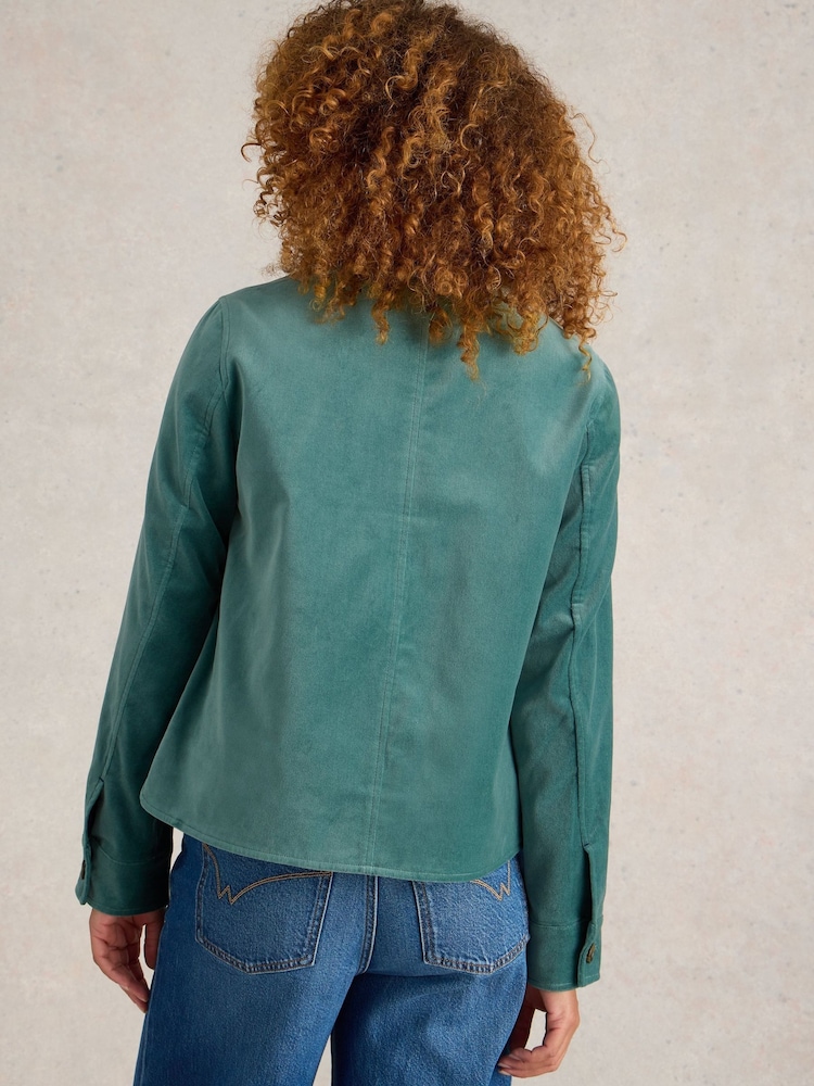 White Stuff Green 100% Organic Cotton Amelia Velvet Jacket - Image 2 of 6