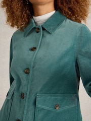 White Stuff Green 100% Organic Cotton Amelia Velvet Jacket - Image 4 of 6