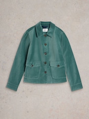 White Stuff Green 100% Organic Cotton Amelia Velvet Jacket - Image 5 of 6