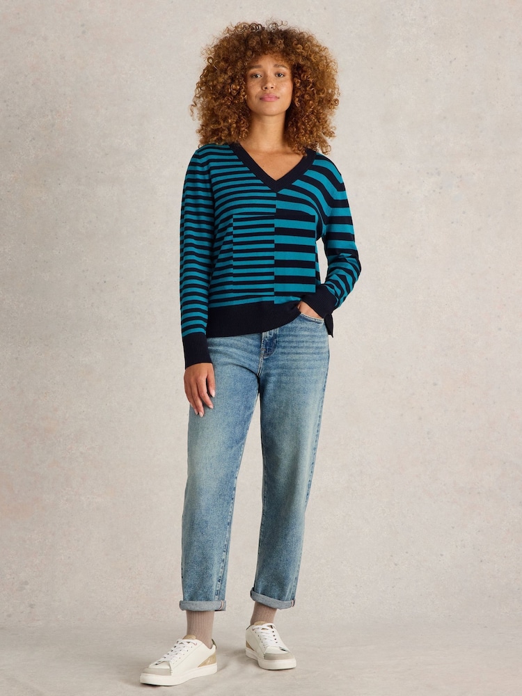 White Stuff Green Maggie V-Neck Jumper - Image 1 of 6