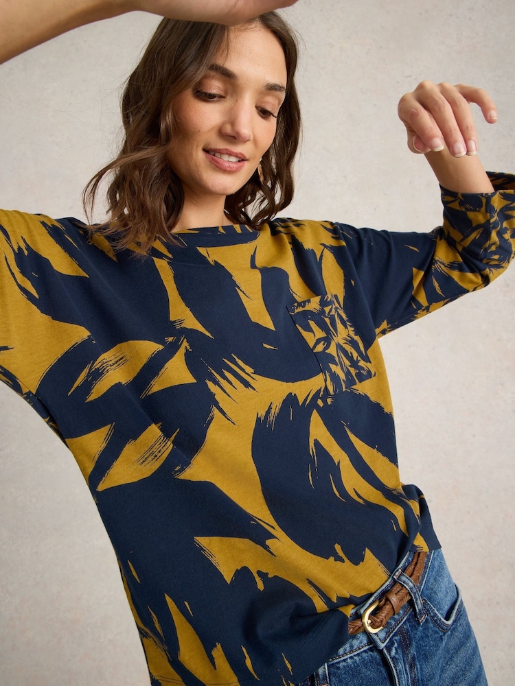 White Stuff Yellow 100% Cotton Demi Dolman Top - Image 1 of 6