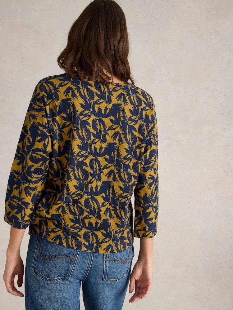 White Stuff Yellow 100% Cotton Demi Dolman Top - Image 2 of 6