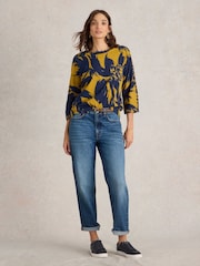White Stuff Yellow 100% Cotton Demi Dolman Top - Image 3 of 6