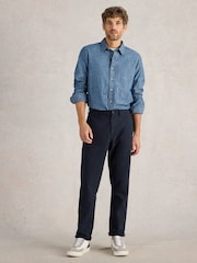 White Stuff Blue 100% Cotton Pinstripe Chino Trousers - Image 1 of 6