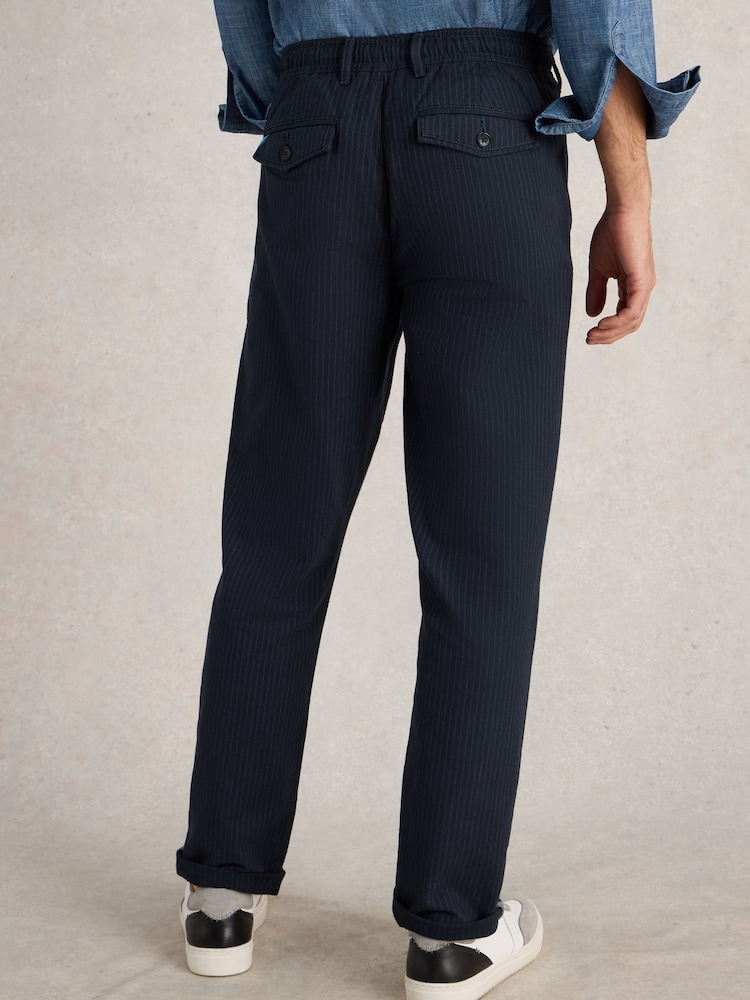 White Stuff Blue 100% Cotton Pinstripe Chino Trousers - Image 2 of 6