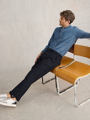 White Stuff Blue 100% Cotton Pinstripe Chino Trousers - Image 4 of 6