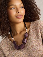 White Stuff Purple Carnation Beaded Necklace - Image 1 of 3