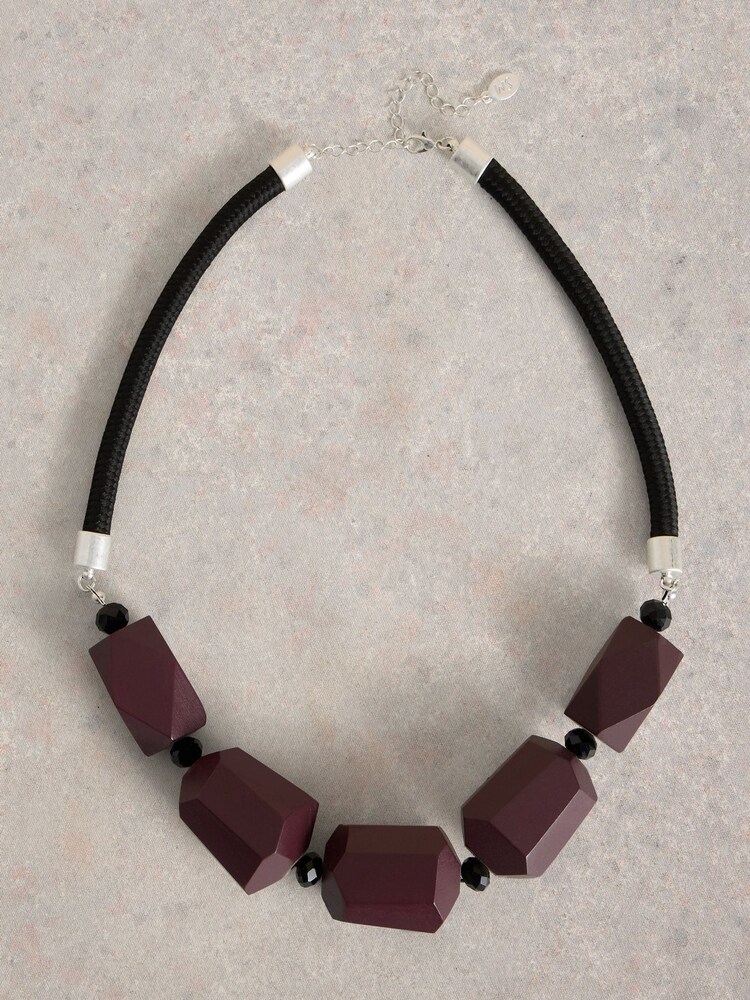 White Stuff Purple Carnation Beaded Necklace - Image 2 of 3