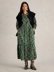 White Stuff Green 100% Organic Cotton Lotus Maxi Dress - Image 1 of 6